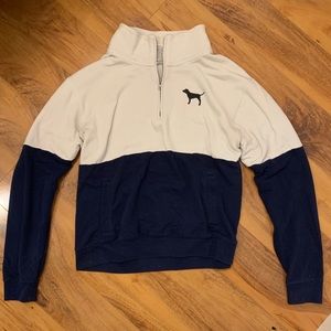 Pink(VS) navy blue and white quarter zip crew neck